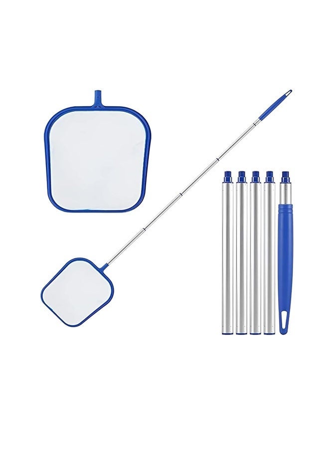 Swimming Pool Skimmer Net, Pool Net Skimmer with Adjustable 5 Sections Aluminium Telescopic Pole, Efficient Cleaning Fine Mesh Skimming Pool Net, Leaf Skim Net for Fast Cleaning Pond, Swimming - Image 2